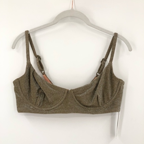 J.crew 38C sparkle underwire bikini top 0555 gold clasp adjustable sexy skimpy - Picture 15 of 16